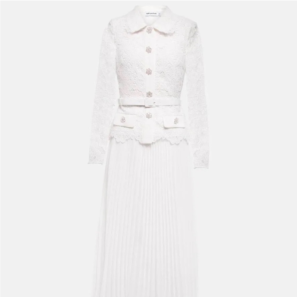 Self Portrait Lace Bodice Crepe Midi Dress -worn once